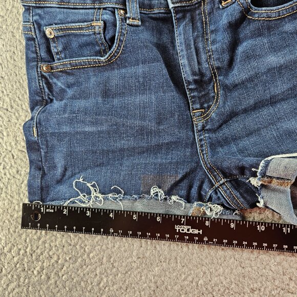 American Eagle Shorts Womens 2 Blue Denim Hi-Rise Shortie Next Level Stretch Raw - Picture 12 of 16